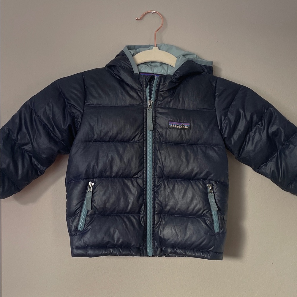 Patagonia Dark Blue Hooded Puffer Jacket